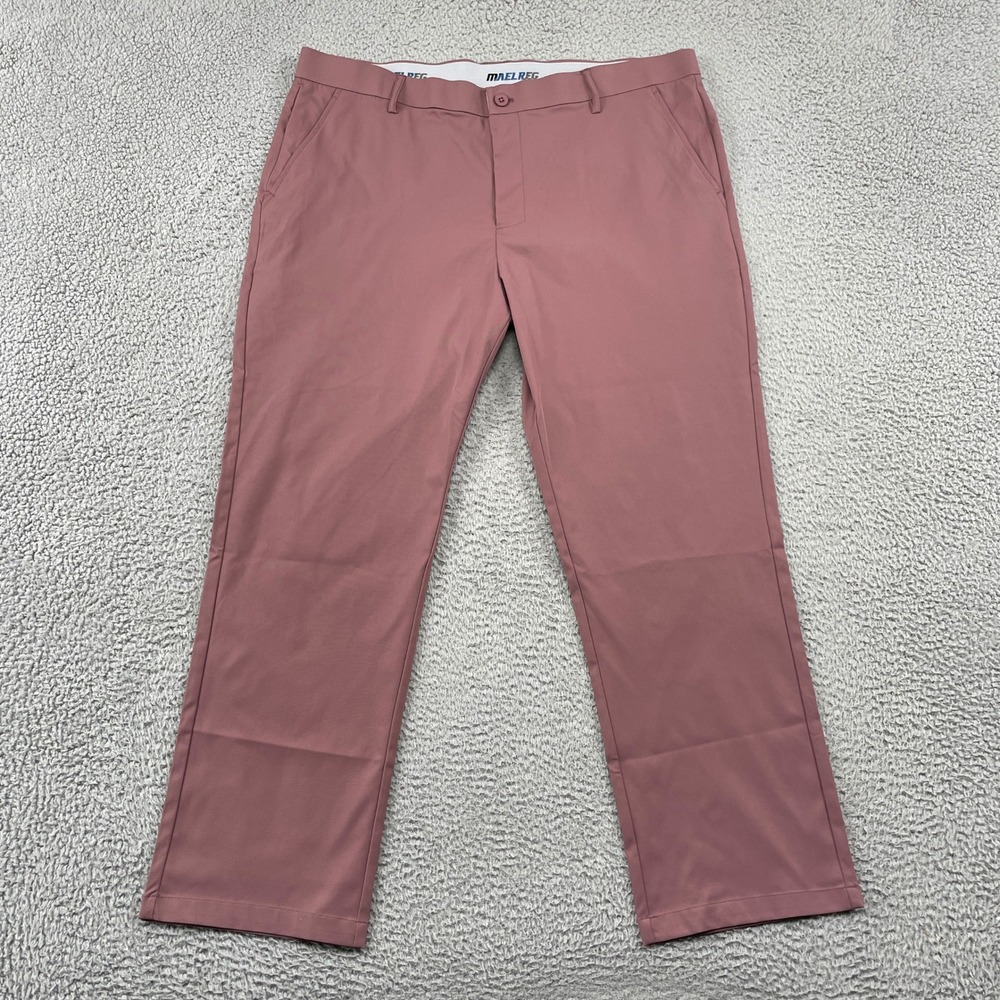 MAELREG Pants Mens 40x30 Pink Proflex Golf Trousers Performance Stretch Casual